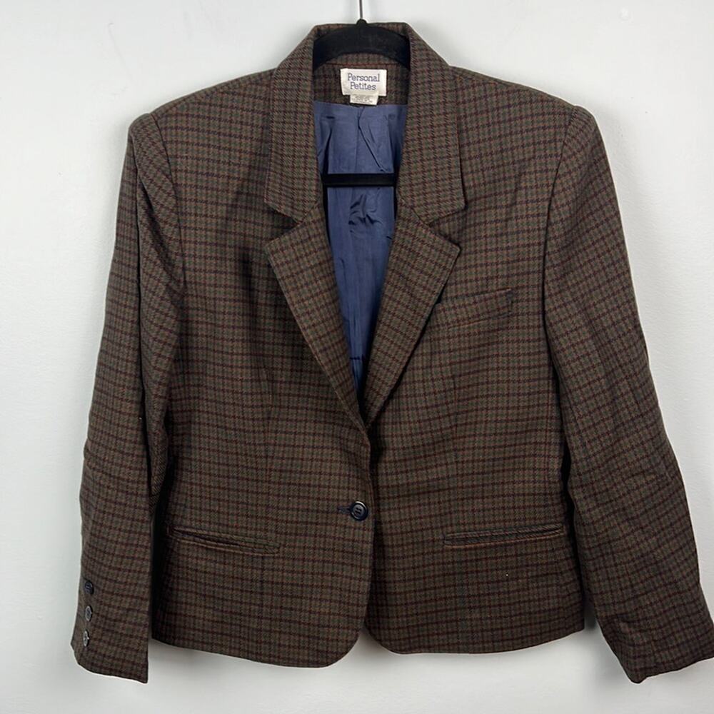 Vintage wool blend houndstooth women’s jacket blazer size 10